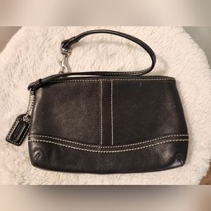 Coach black leather wristlet
